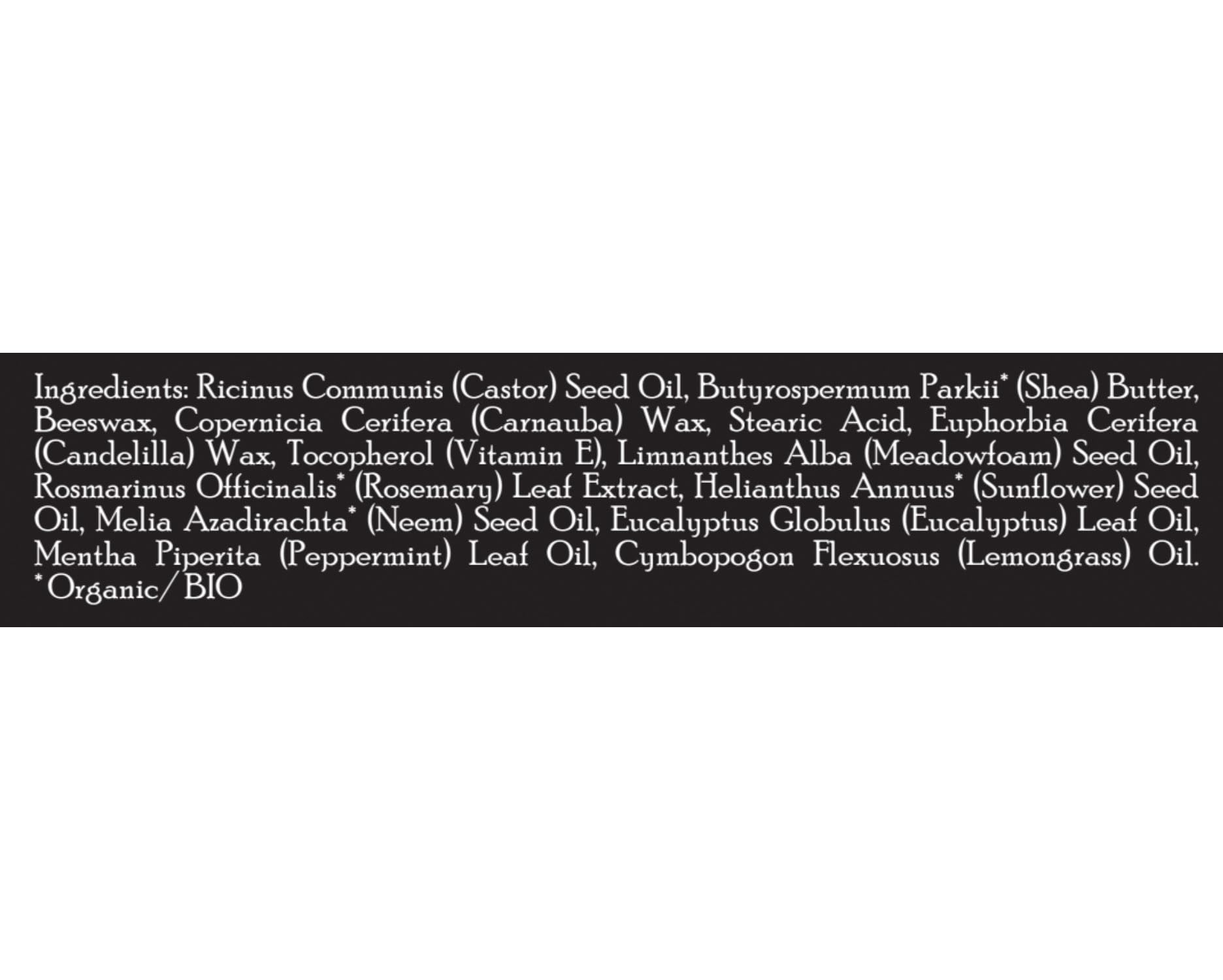 Brickell label detail focused on ingredients list to show transparency and trust