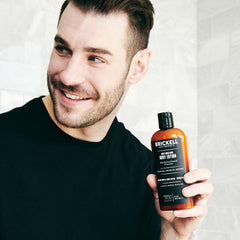 Brickell label close-up highlighting aloe, jojoba, vitamin E benefits