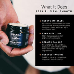 Brickell Men's Products applying cream to hand for smooth skin benefit