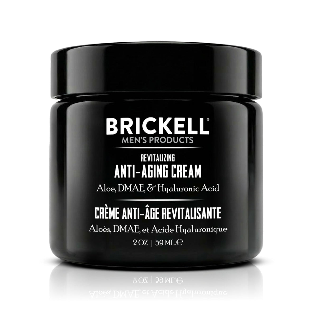 Brickell Men's Products front jar showing packaging and premium benefit