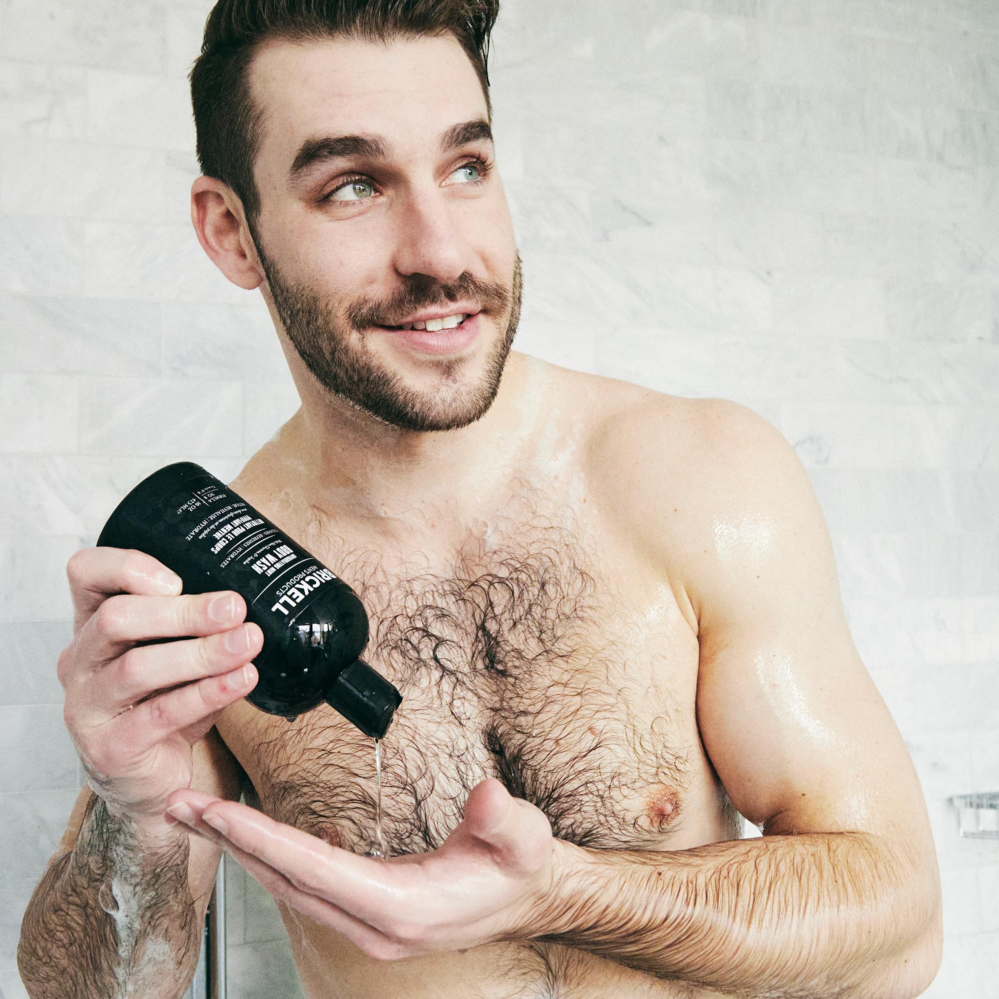 Brickell Men's Products gel texture close-up showing creamy lather and moisturizing benefit