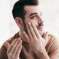 Brickell Men's Products pump dispensing product highlighting easy, mess-free application
