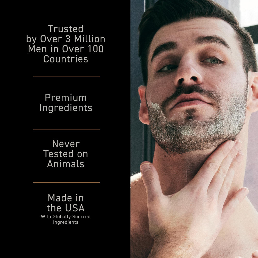 Brickell Men’s key ingredients laid out showing natural actives and calming benefits