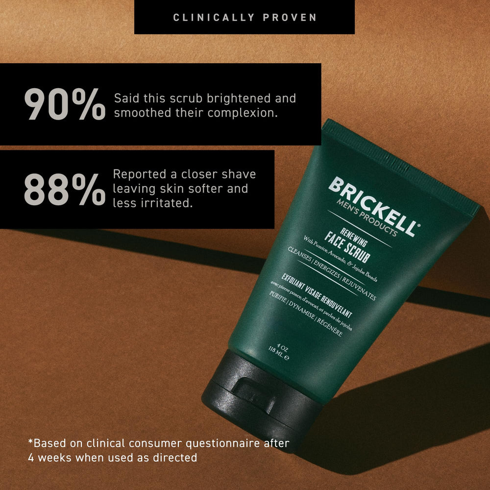 Brickell Men’s pumice granules detail demonstrating deep exfoliating particles