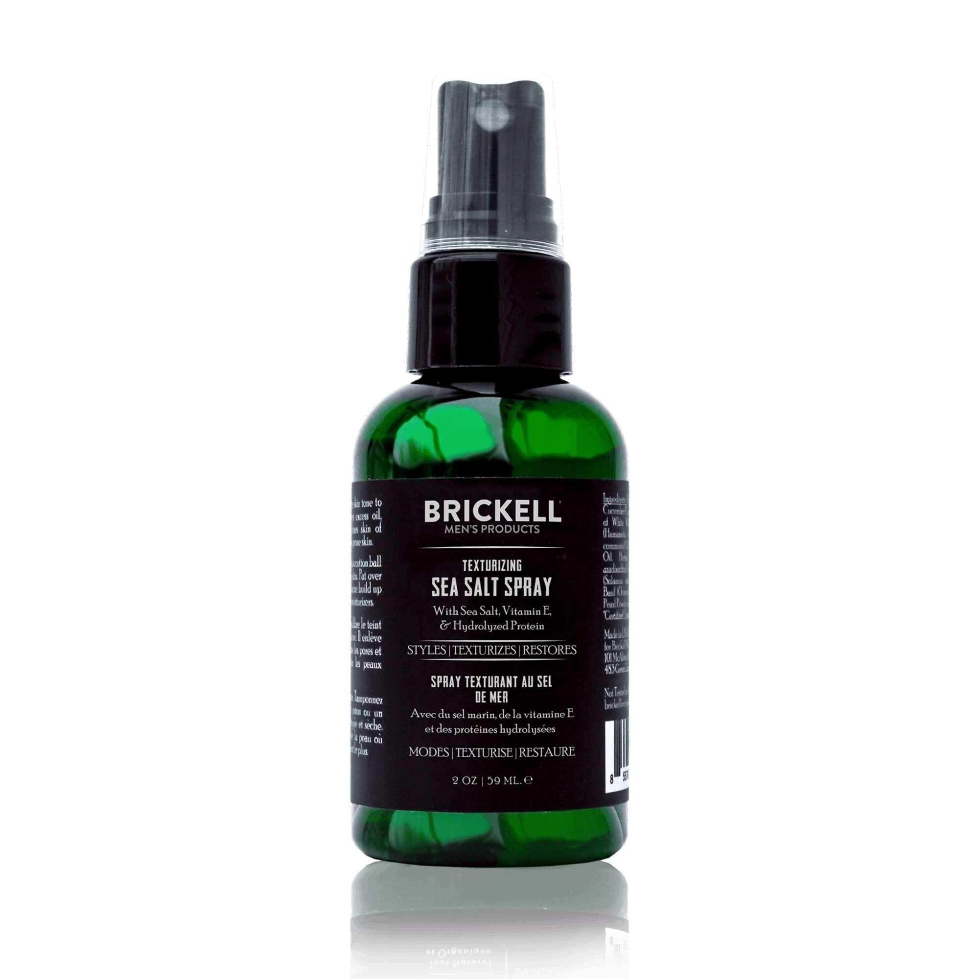 Brickell Men’s front packaging shows 2oz bottle and label benefits