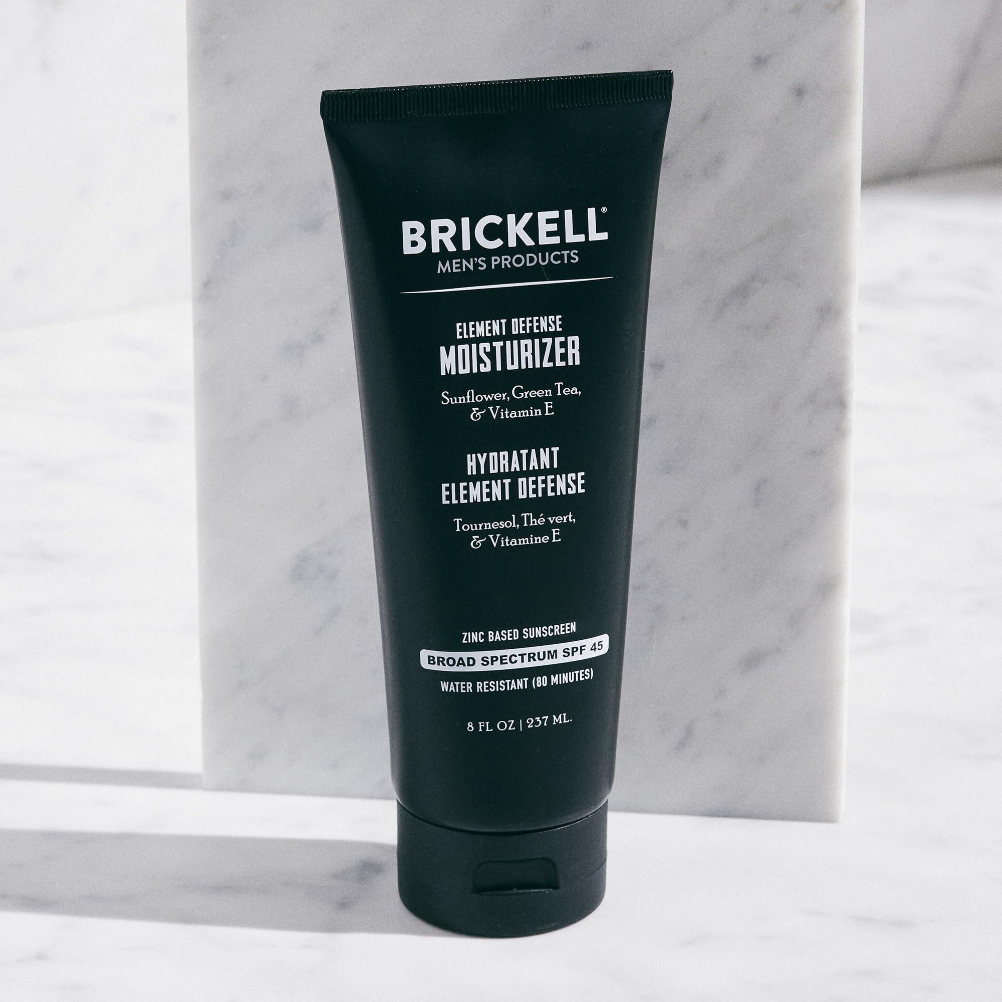Brickell moisturizer texture close-up revealing lightweight finish and quick absorption
