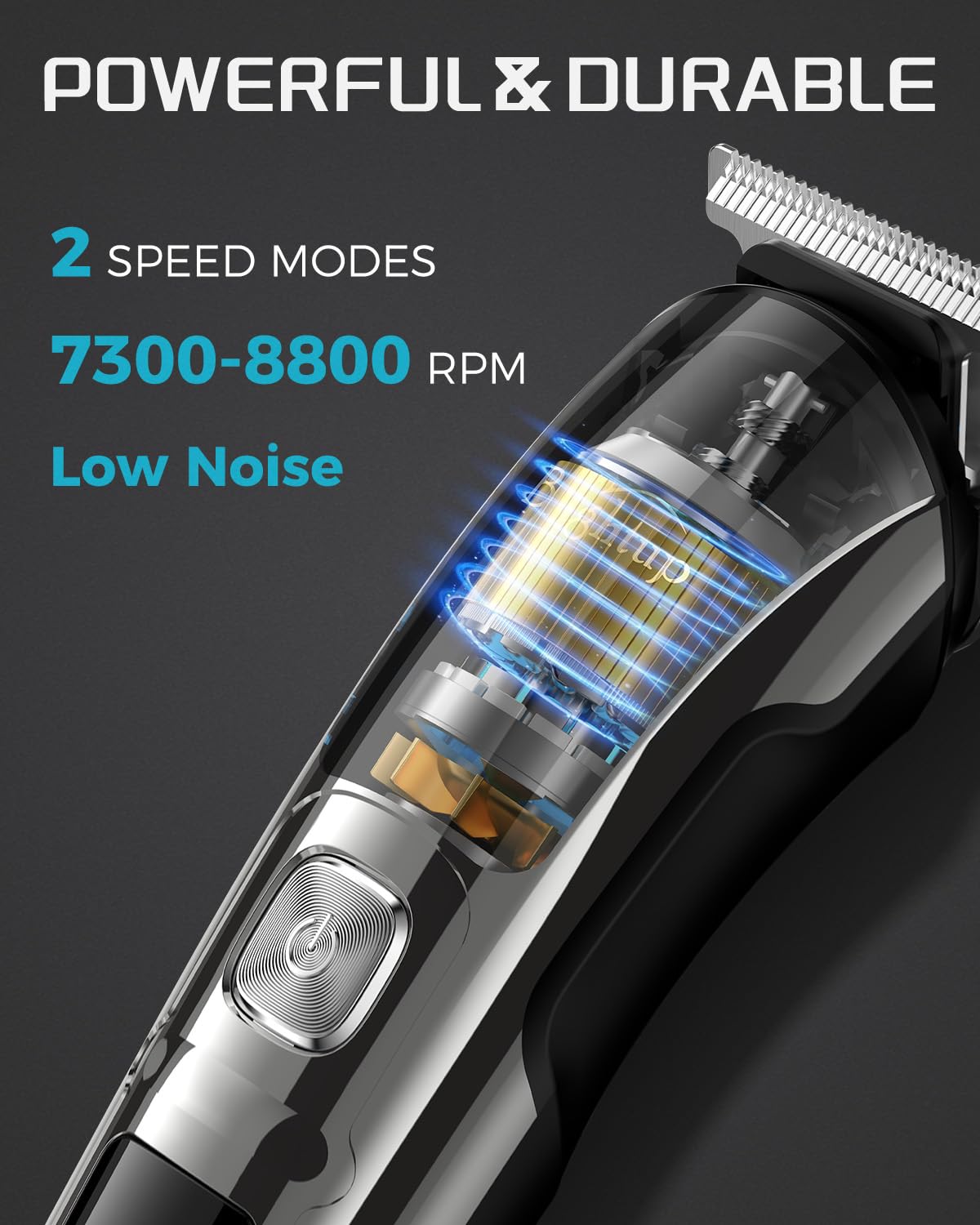 Brightup trimmer with comb attachments demonstrating length options