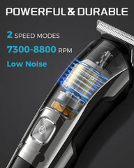 Brightup trimmer with comb attachments demonstrating length options