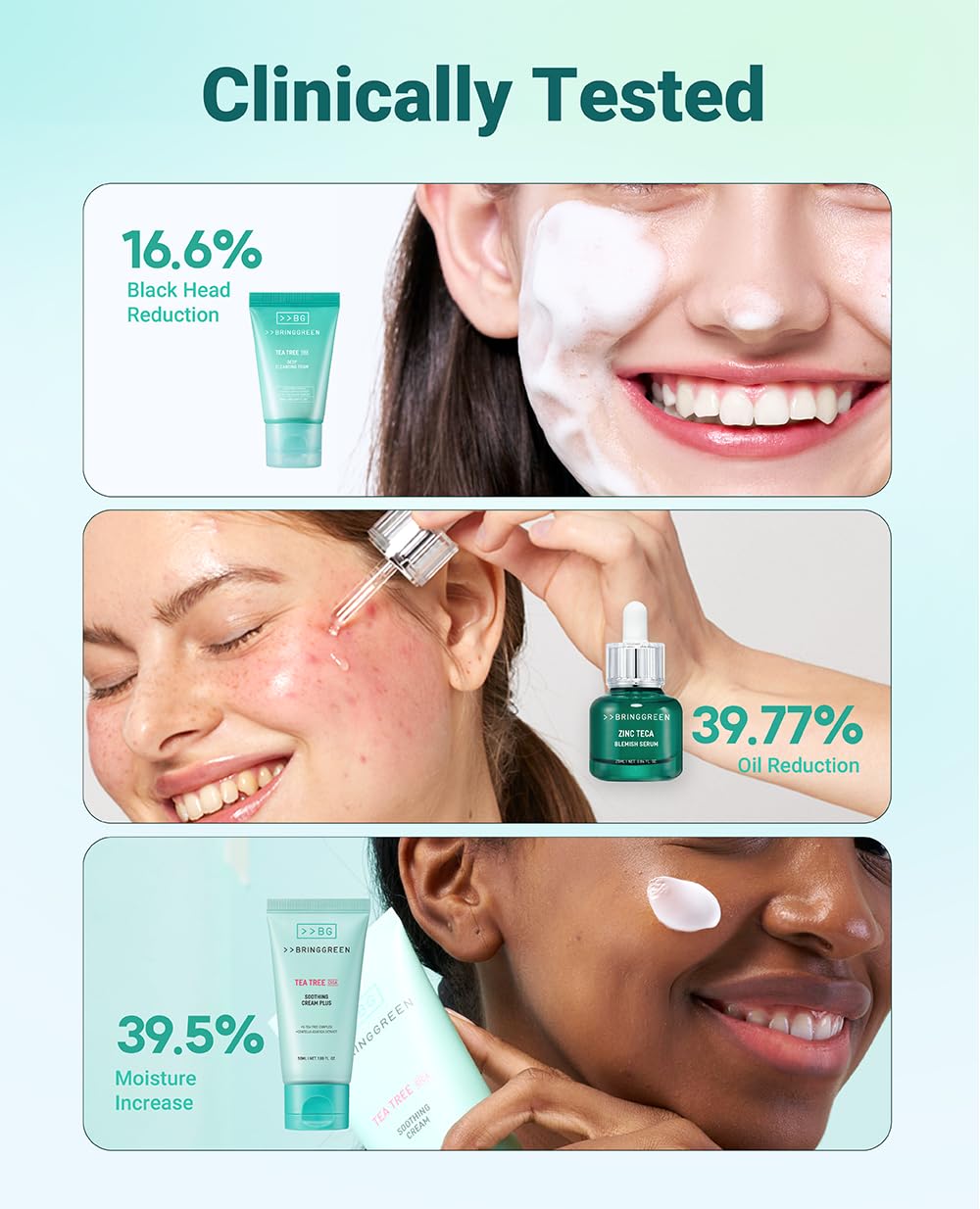 bring green serum on hand demonstrating lightweight texture and quick absorption