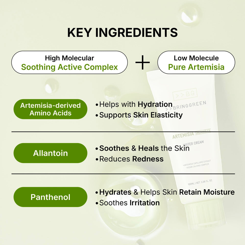 BRING GREEN hand applying cream, illustrating immediate calming and hydration benefit