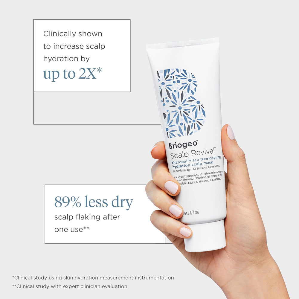 Briogeo tea tree and peppermint botanicals emphasizing cooling relief
