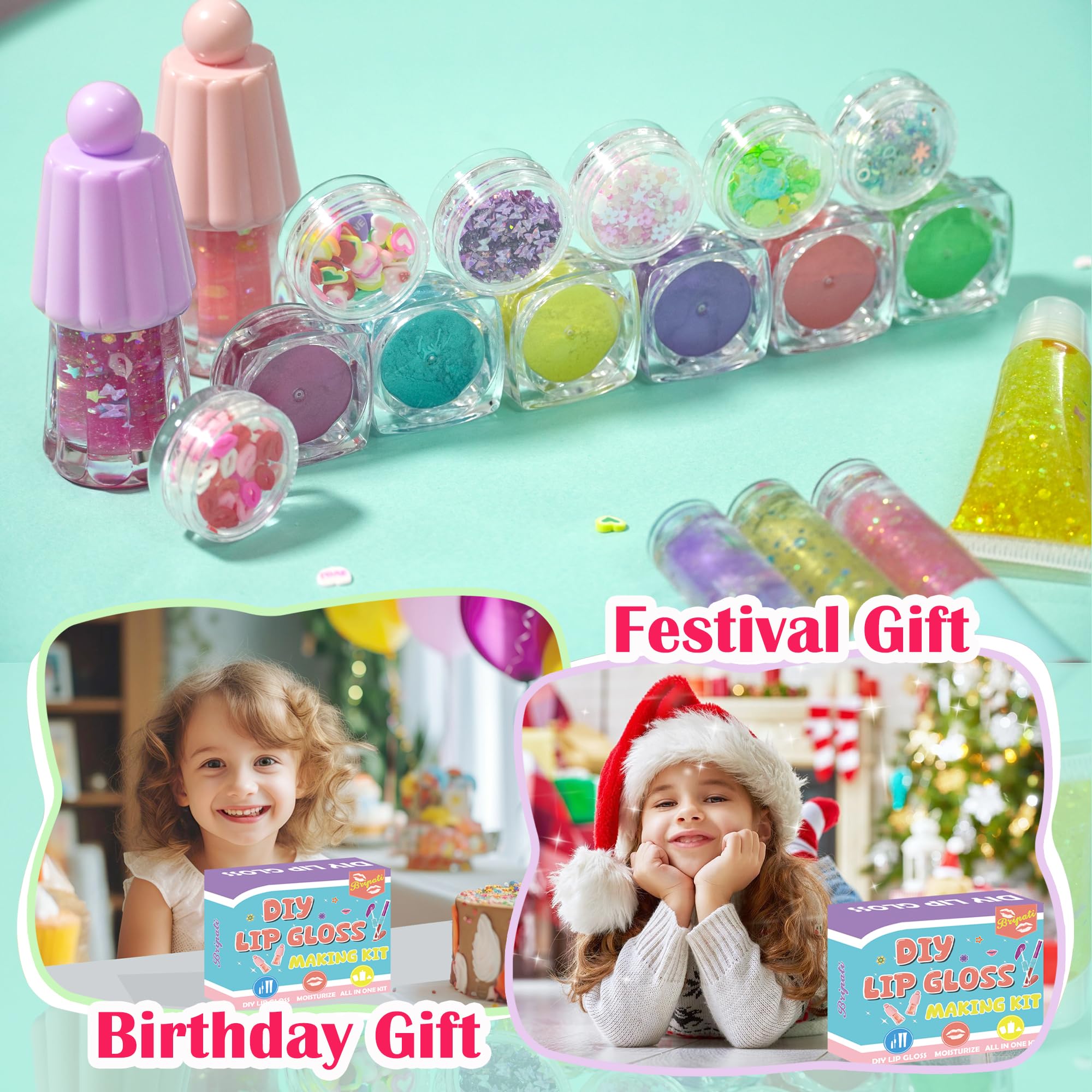 BRIPATI lip gloss tubes variations double head mushroom and wand for gifting