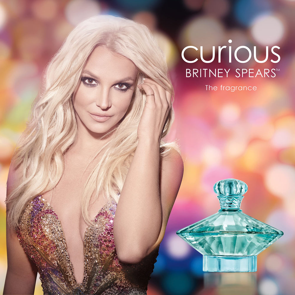Britney Spears Curious aqua glass detail close-up showing texture and collectible look