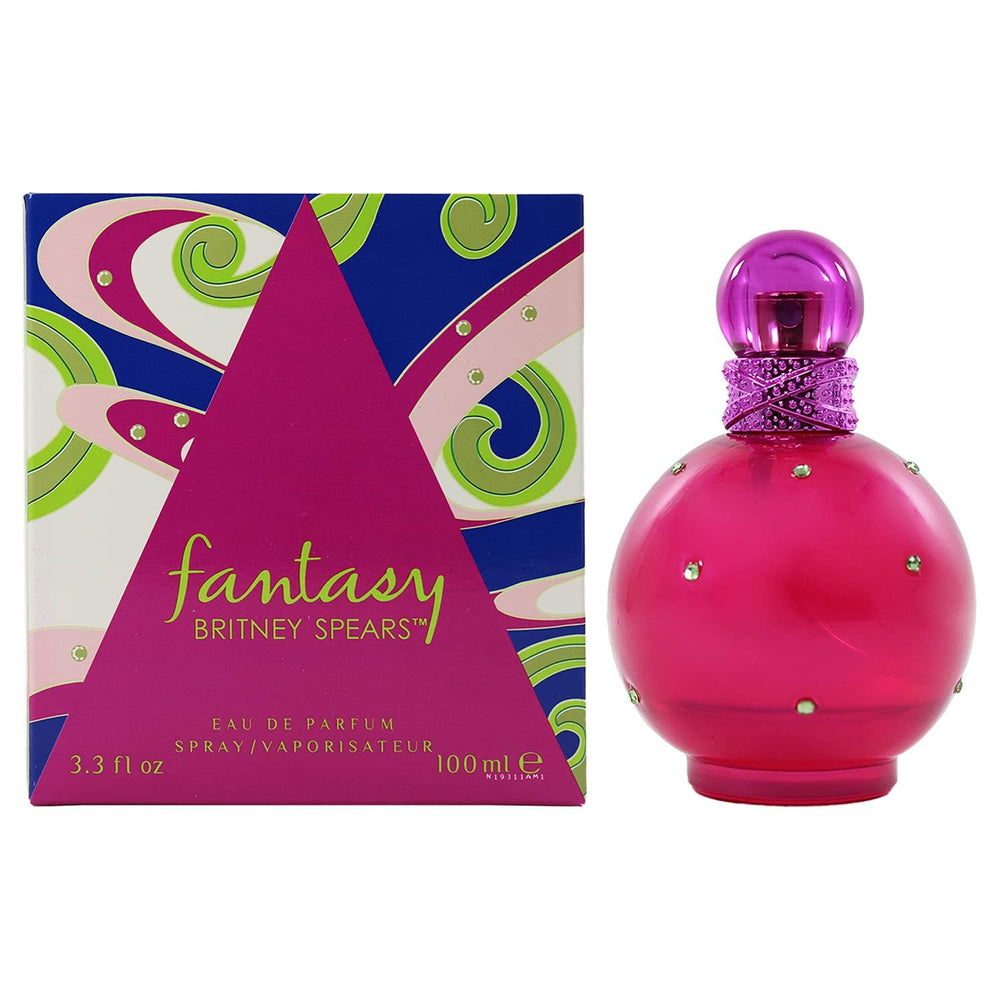 Britney Spears Fantasy angled bottle close-up highlighting glass texture and label