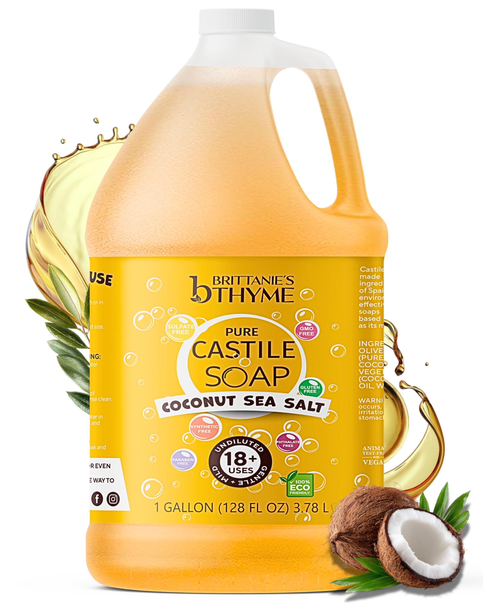 Brittanie's Thyme gallon front label showing product benefits and scent
