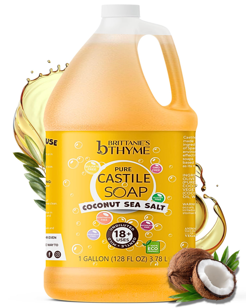 Brittanie's Thyme gallon front label showing product benefits and scent