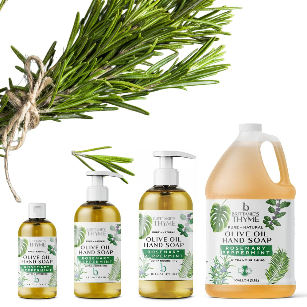 Bottles of organic olive, coconut, castor oils representing Brittanie's Thyme ingredients