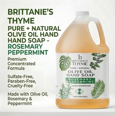 Brittanie's Thyme being poured from gallon showing easy refill convenience