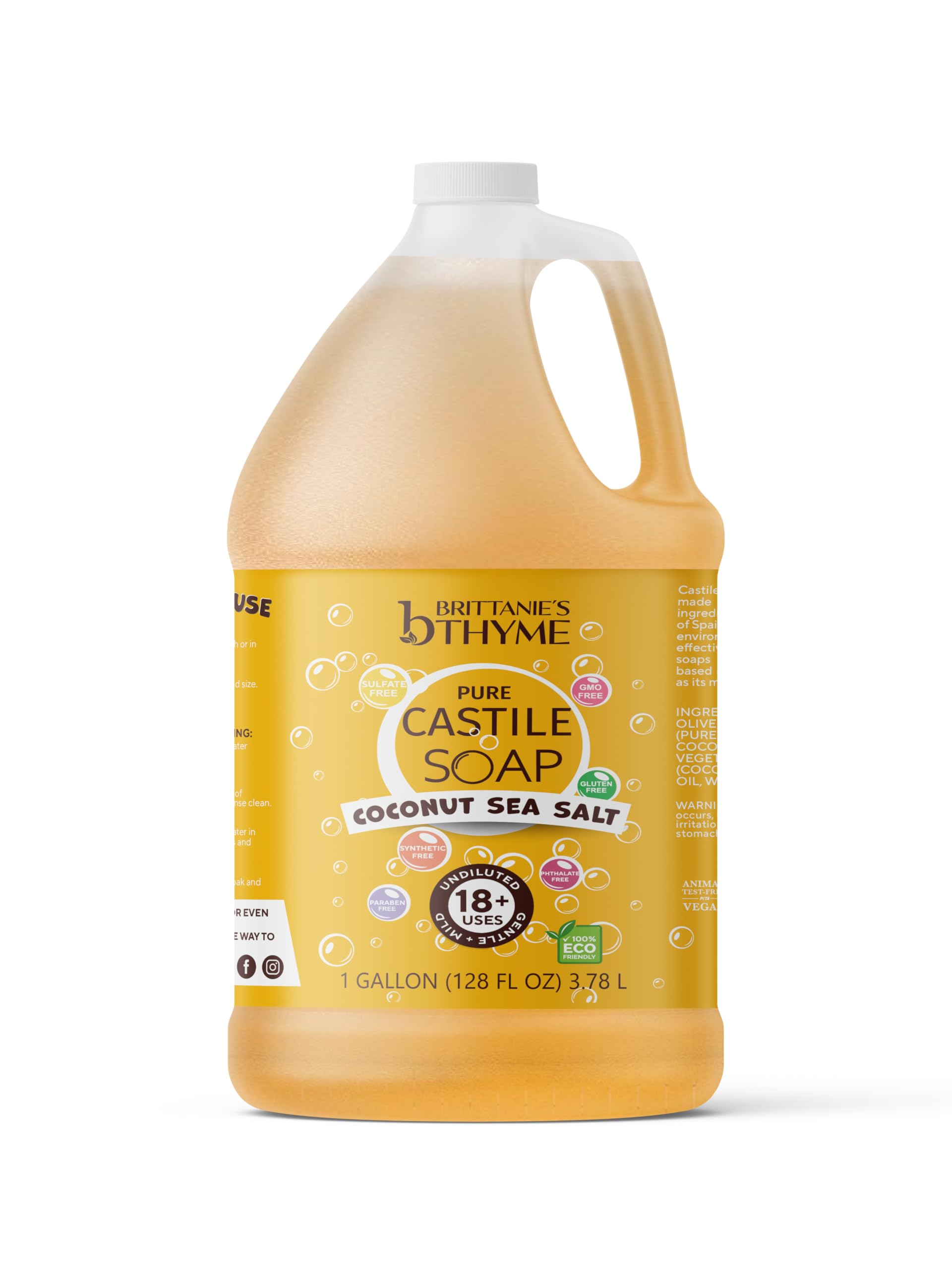 Brittanie's Thyme gallon refill with reusable bottles illustrating waste reduction