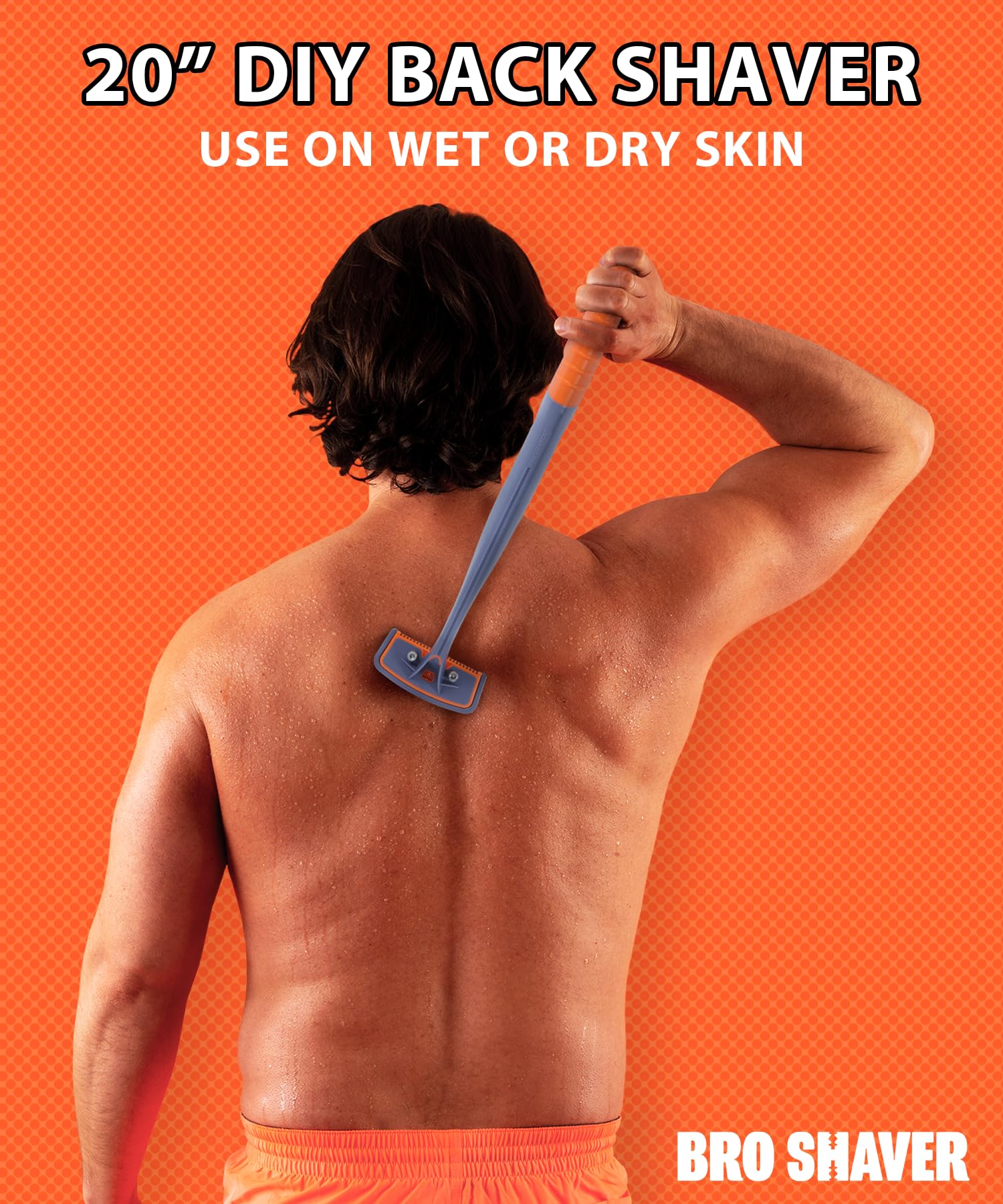 Bro Shaver ribbed silicone grip detail for secure wet or dry handling benefit