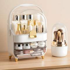 Brothersbox open lid with tall bottles visible showing dust protection advantage
