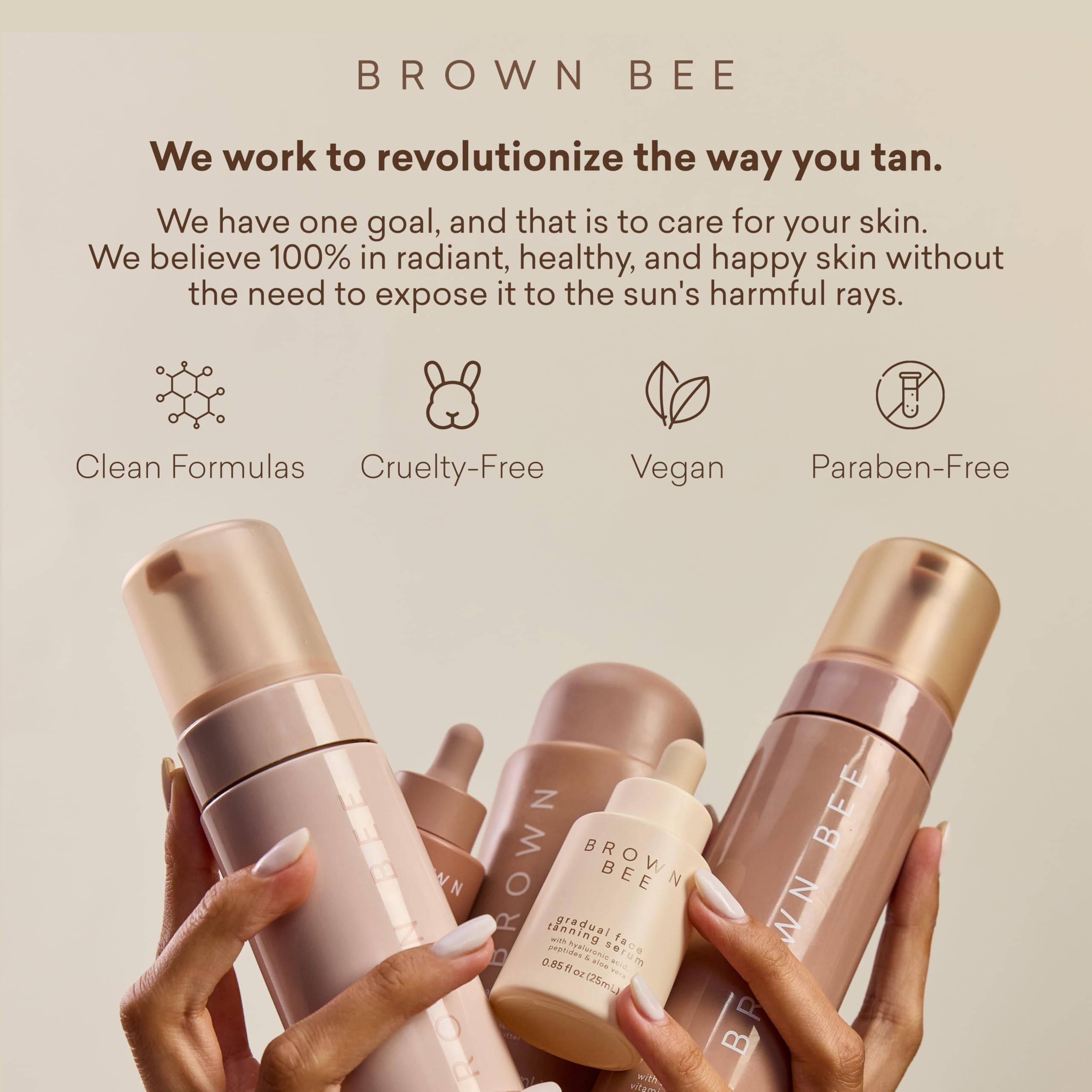 Brown Bee label close-up highlighting nourishing and hydrating claims