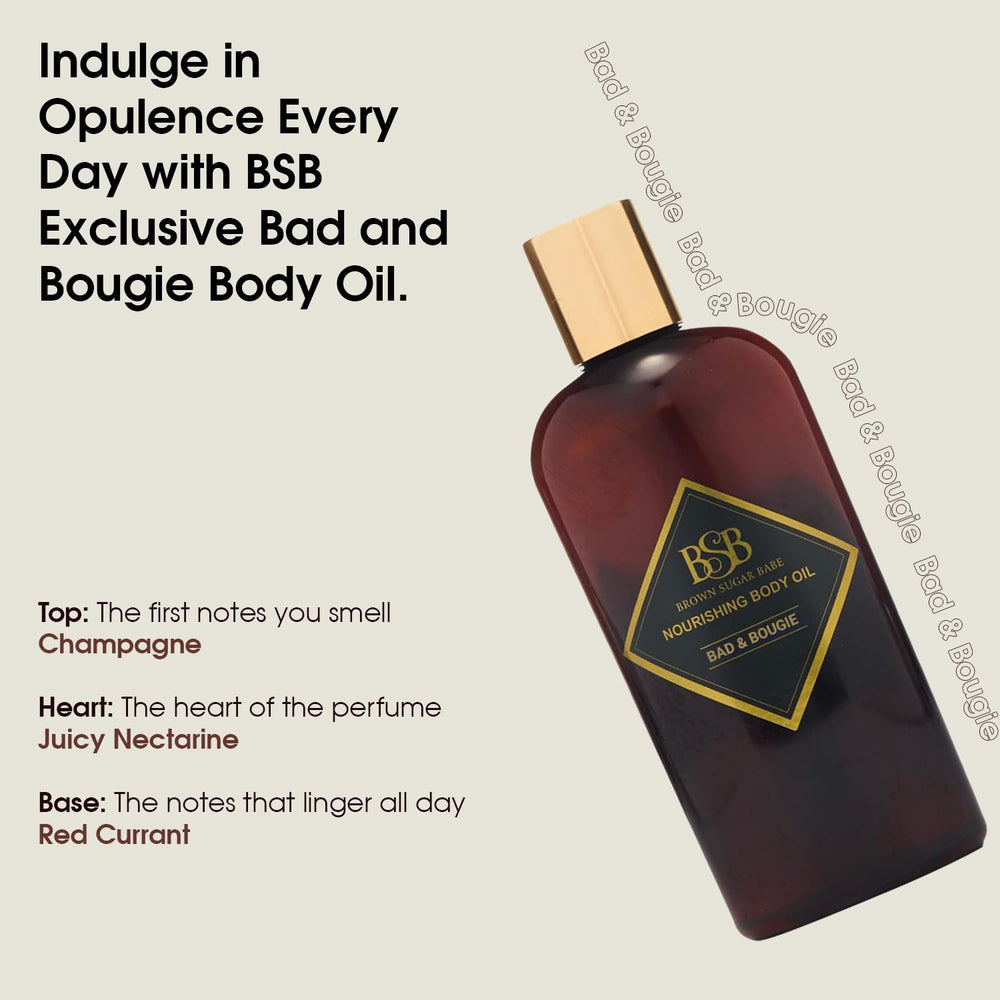Brown Sugar Babe label detail highlighting Bad & Bougie fragrance benefit