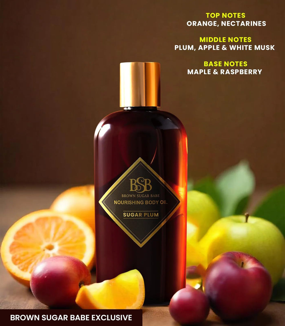 Brown Sugar Babe applying oil on skin for smooth, hydrated, touchable results
