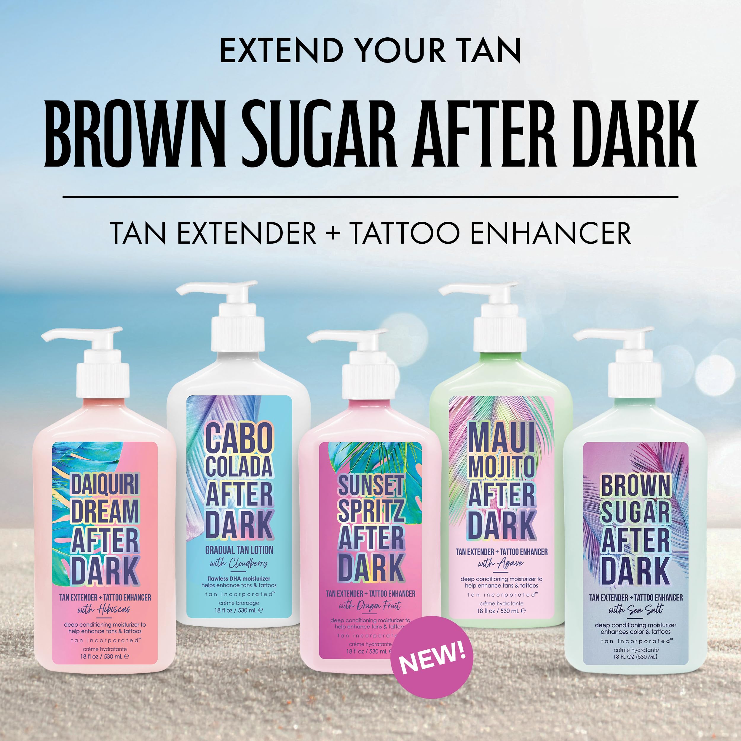 Brown Sugar on beach towel lifestyle shot conveying island-inspired glow