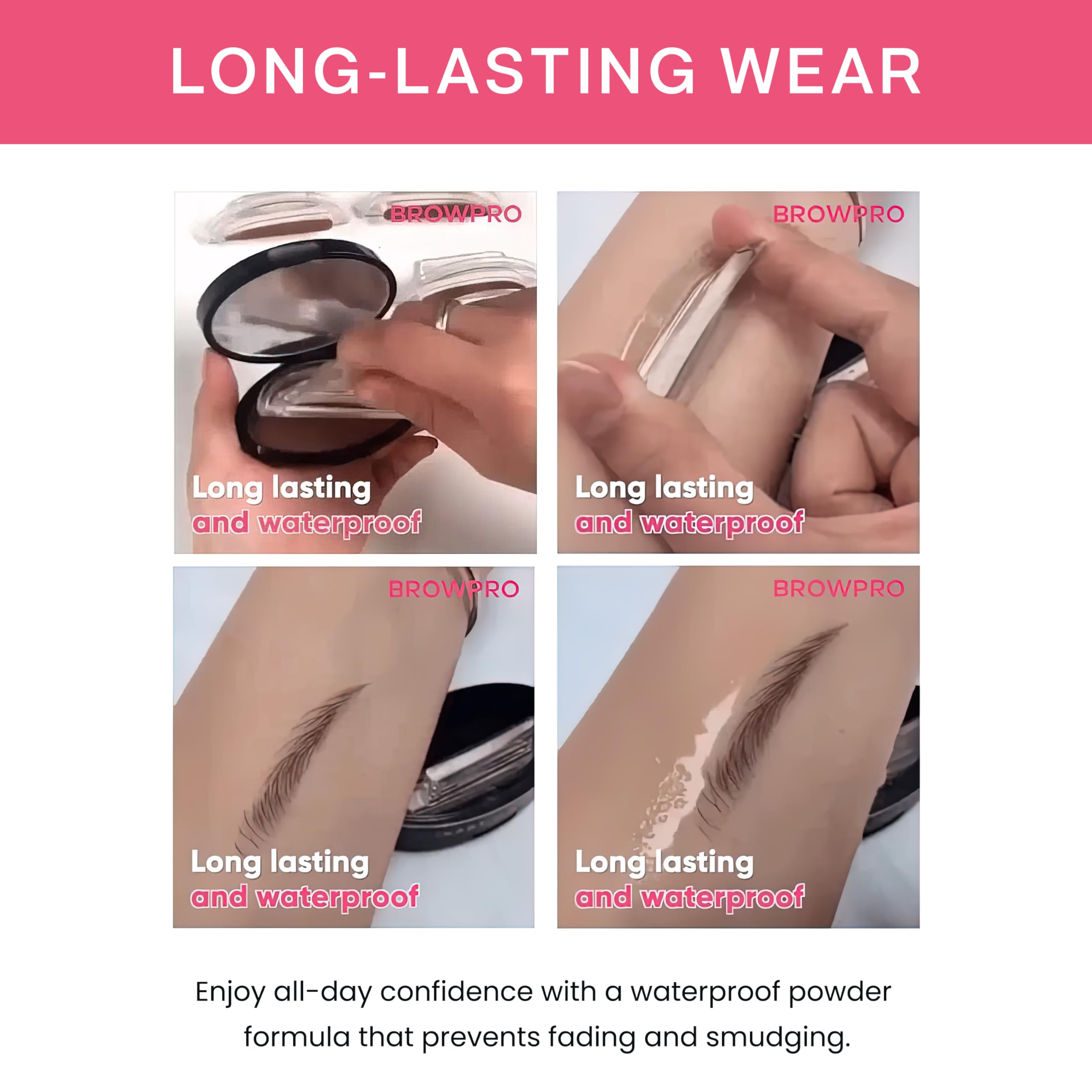 BrowPro stamped brows on model showing natural-looking, waterproof result