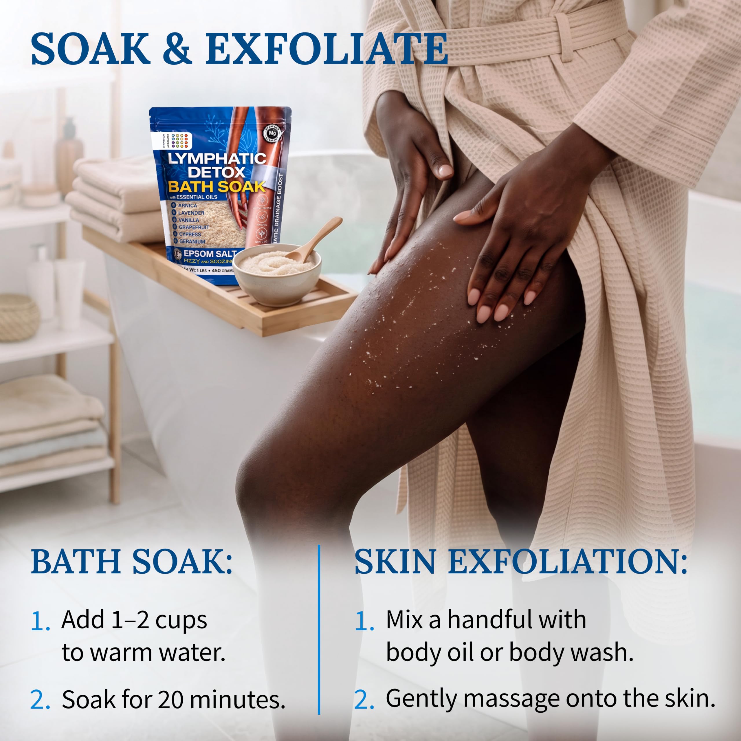 Hand massaging Bruizex mixed with oil as a scrub to exfoliate and soften skin