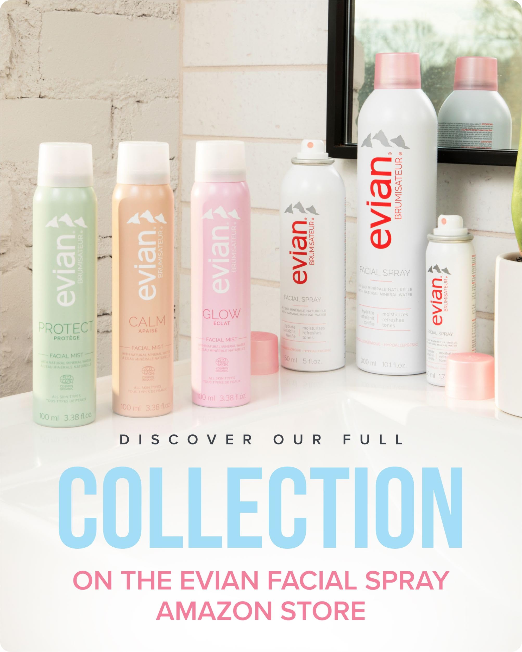 BRUMISATEUR Evian spray in beach bag lifestyle shows on-the-go cooling benefit