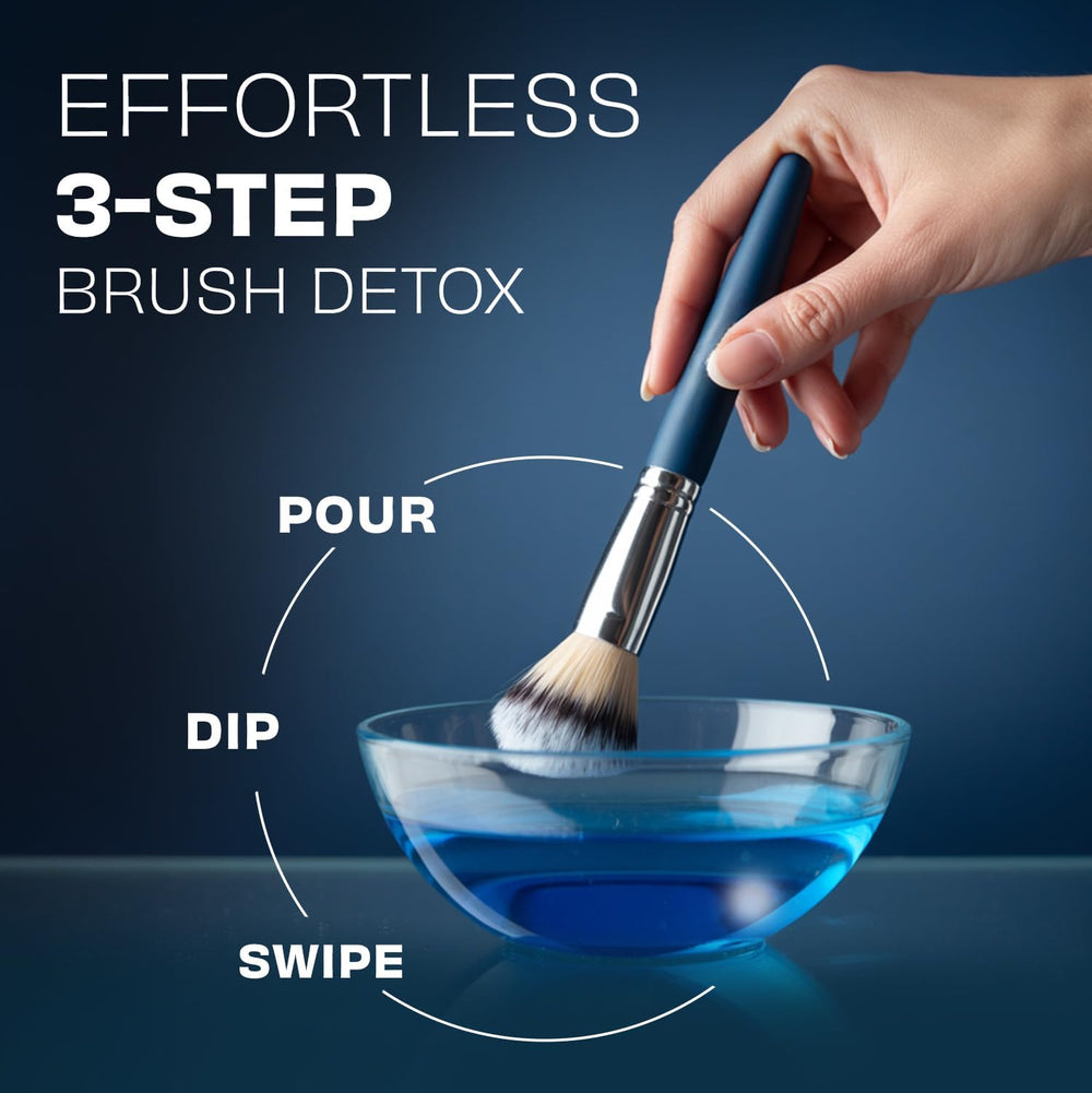 Brush Clean Pro 16 oz bottle beside ruler for size and travel convenience