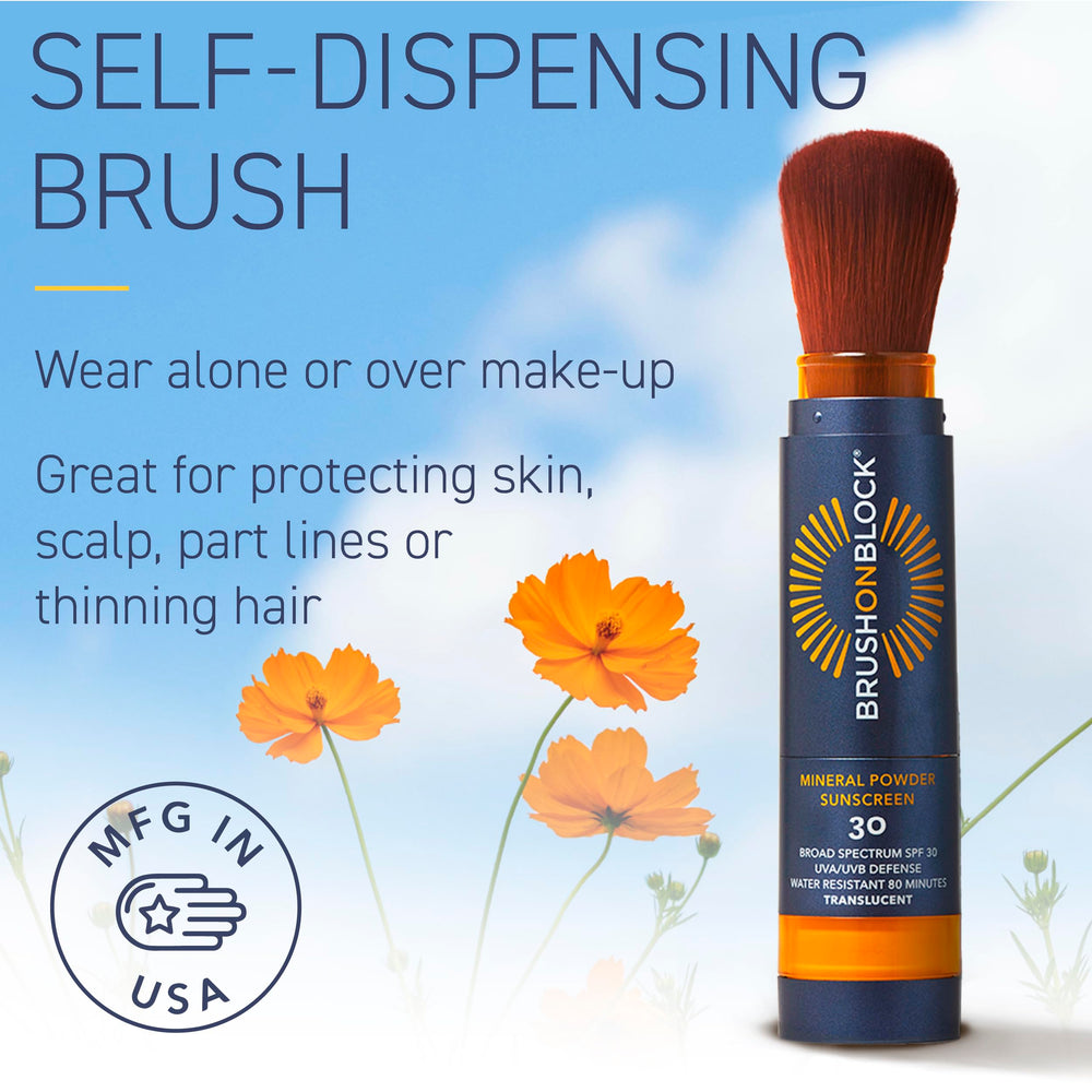 Brush On Block applied over makeup demonstrating touch-up without smudging