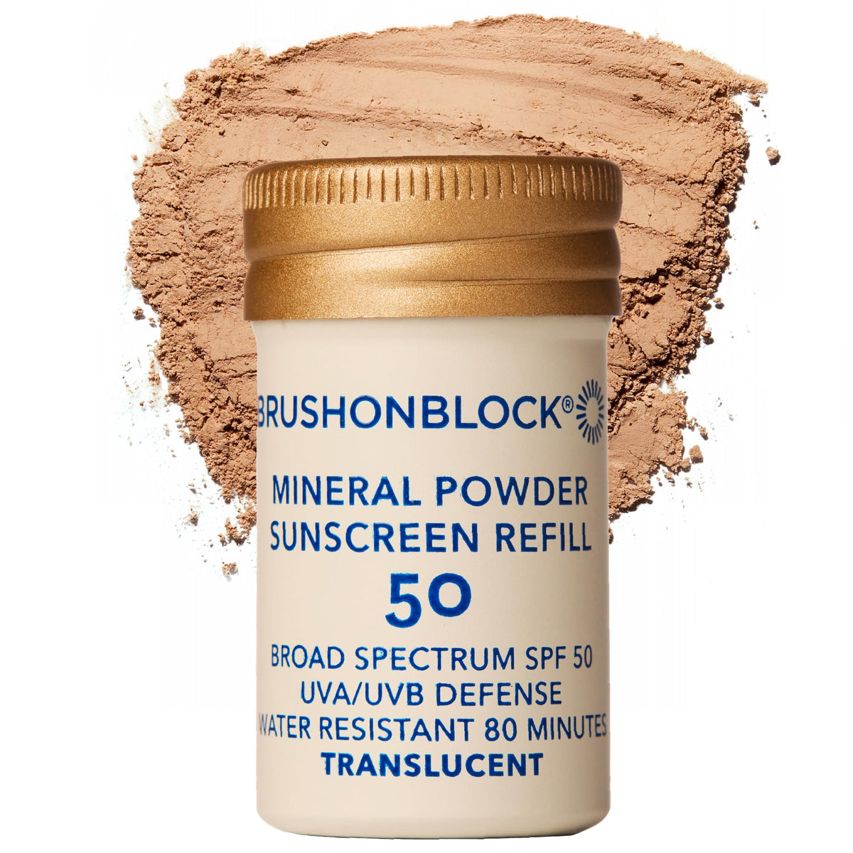 Brush On Block refill pouch front view showing branding and product details for easy restocking