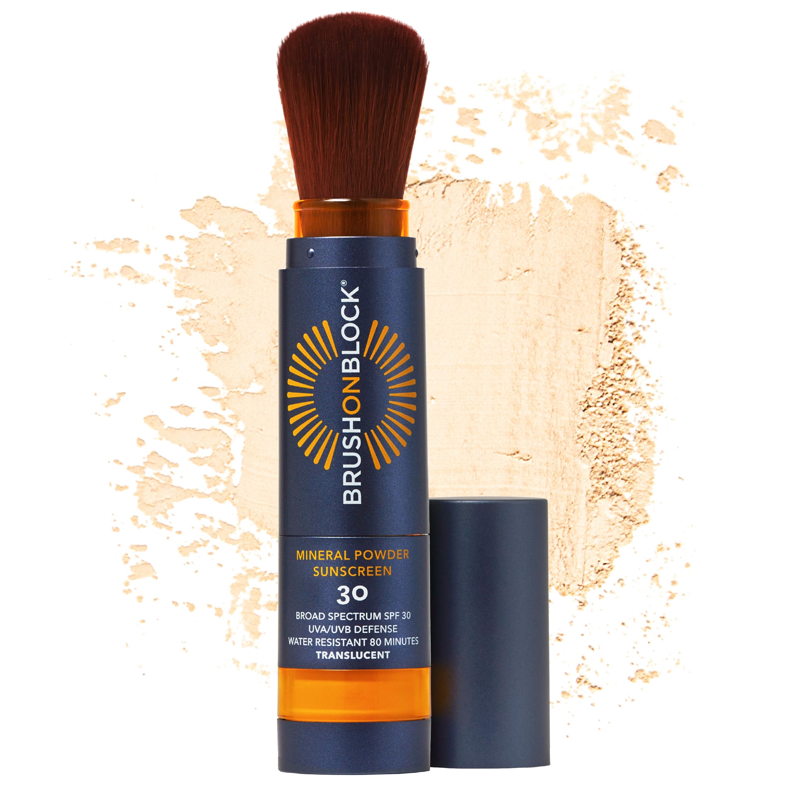 Brush On Block front packaging showing compact design and SPF benefit