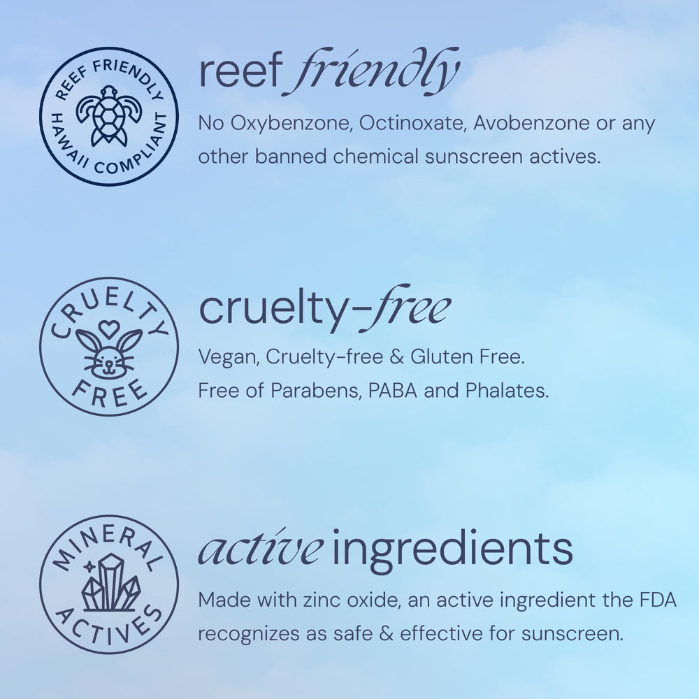 Brush On Block powder applied outdoors on beach demonstrating water-resistant, reef-safe protection