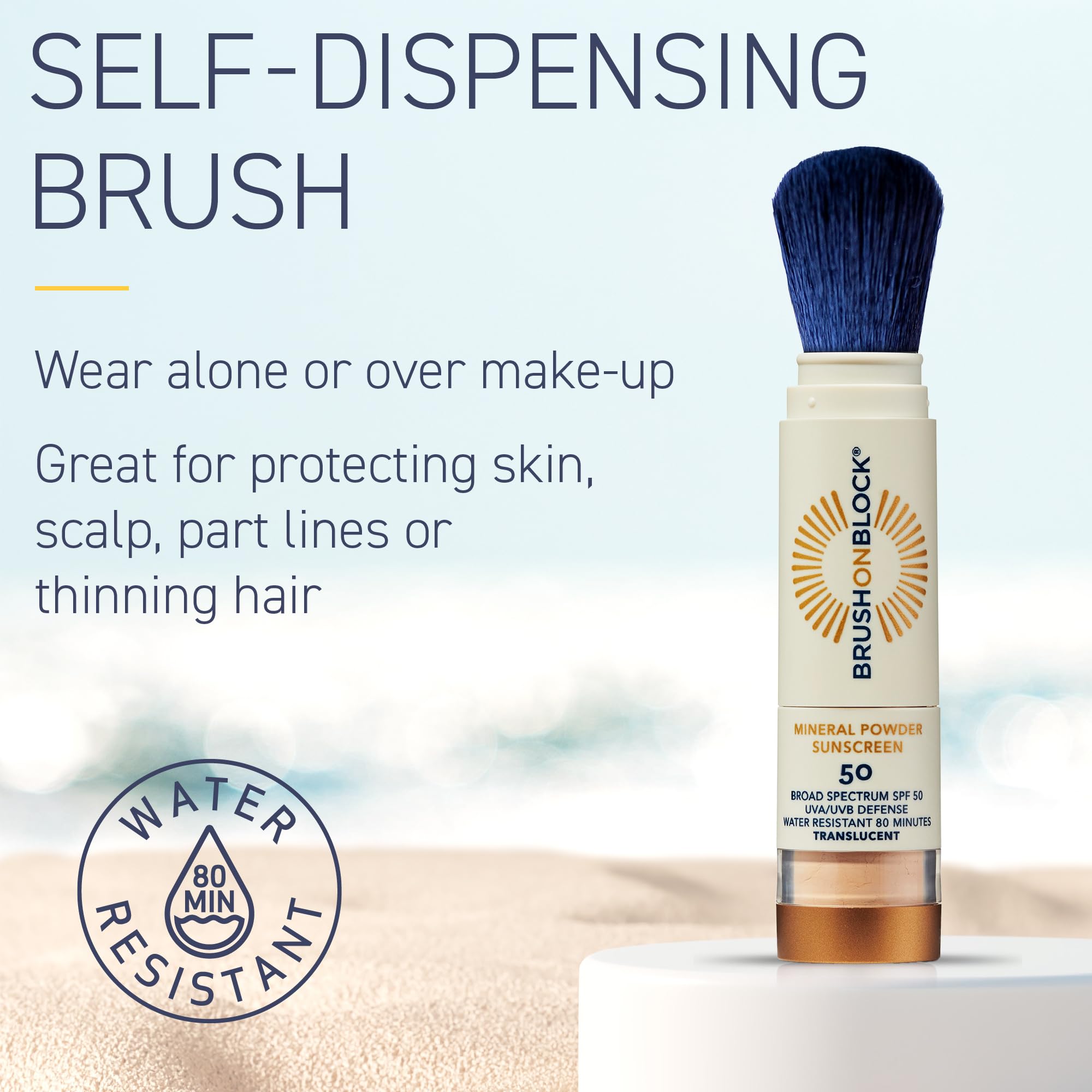 Brush On Block powder texture swipe illustrating sheer, lightweight coverage