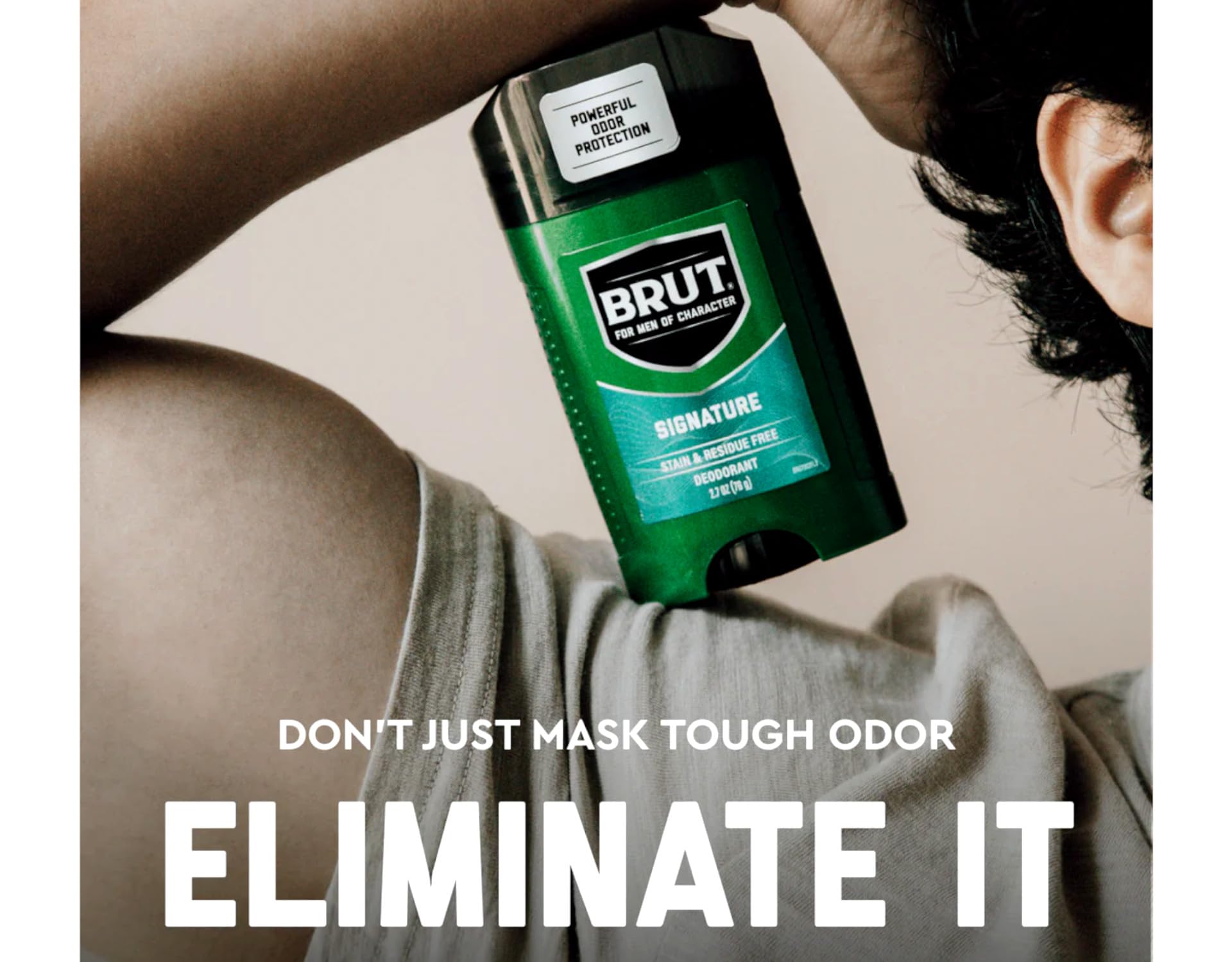 Brut can in hand to illustrate size and portability for travel or gym