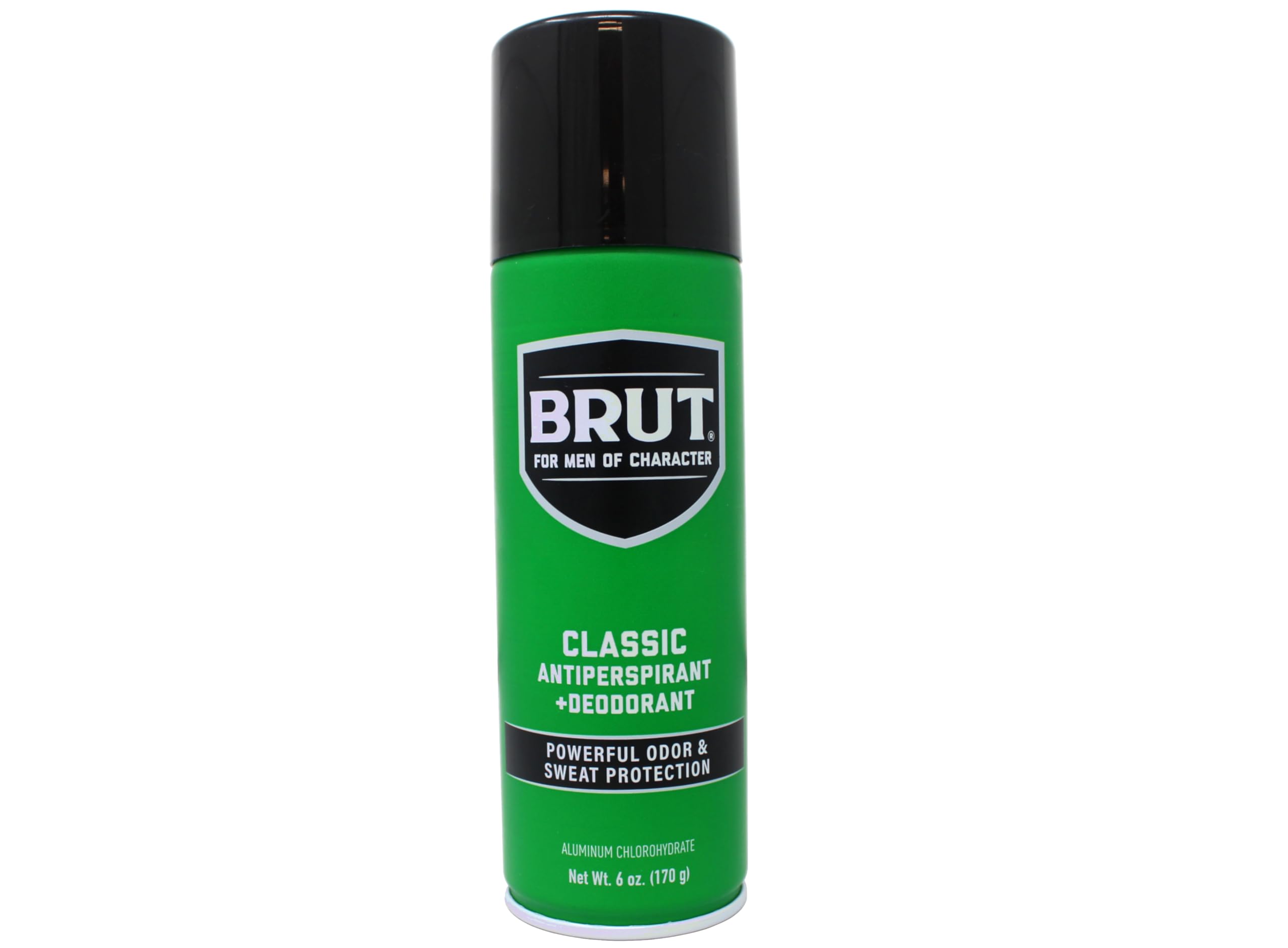 BRUT Classic closeup nozzle detail highlighting reliable spray delivery benefit