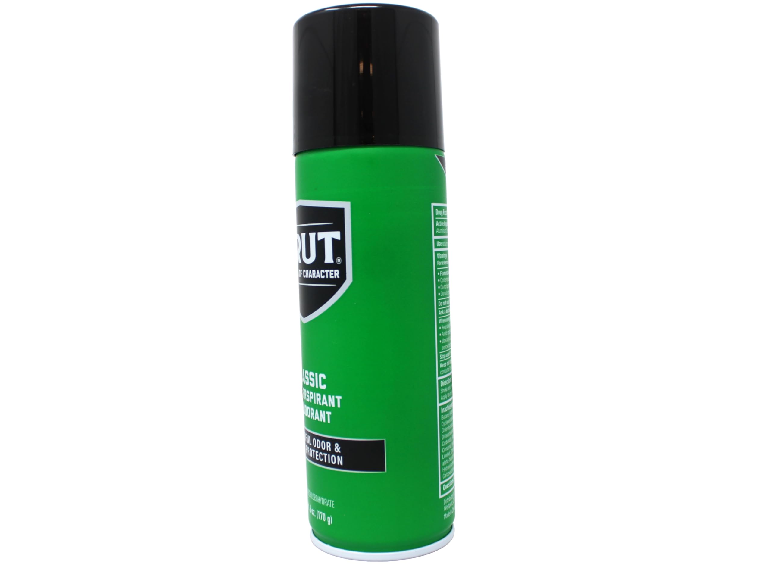 BRUT Classic spraying underarm in use demonstrating quick drying benefit