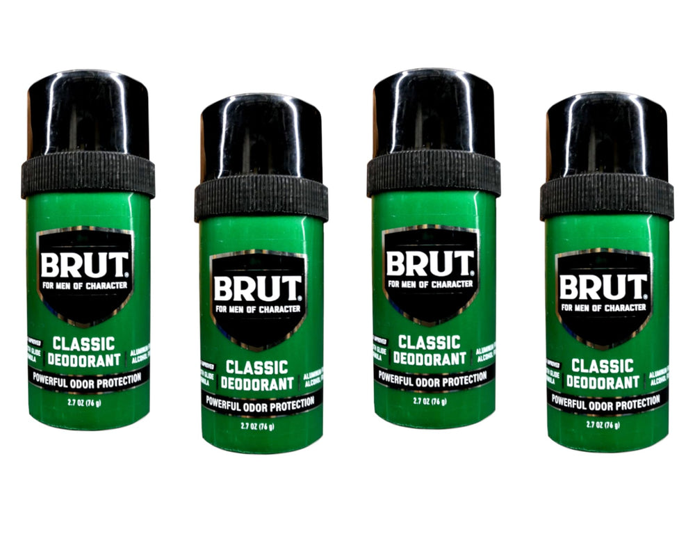 Brut round stick angled showing smooth top and easy application benefit