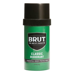BRUT front packaging showing eight deodorant sticks and clear branding for easy storage