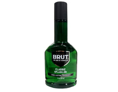 Close-up of Brut bottle pump top and label for easy dispensing