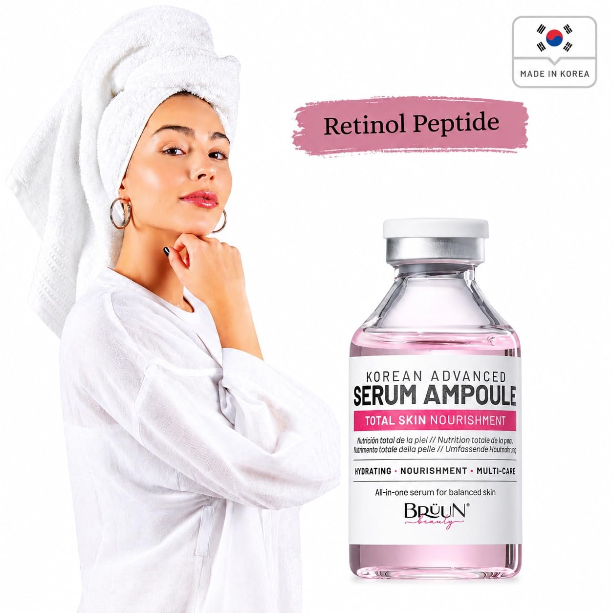 BRÜUN close-up texture on dropper highlighting silky absorbent feel and hydration benefit