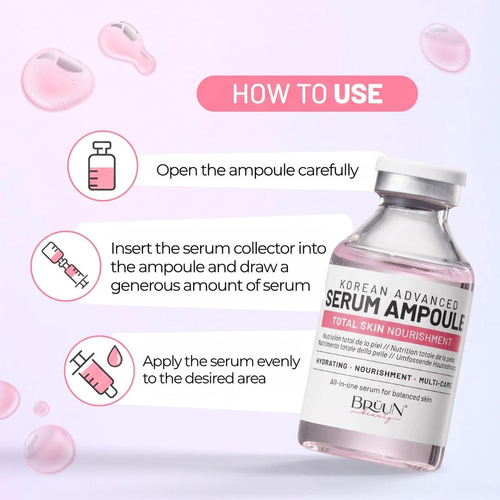BRÜUN ampoule next to ruler showing 1.18 fl.oz scale for accurate sizing perception