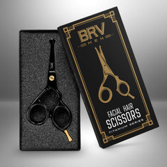 BRV MEN close-up of rounded blunt tips protecting skin during trimming