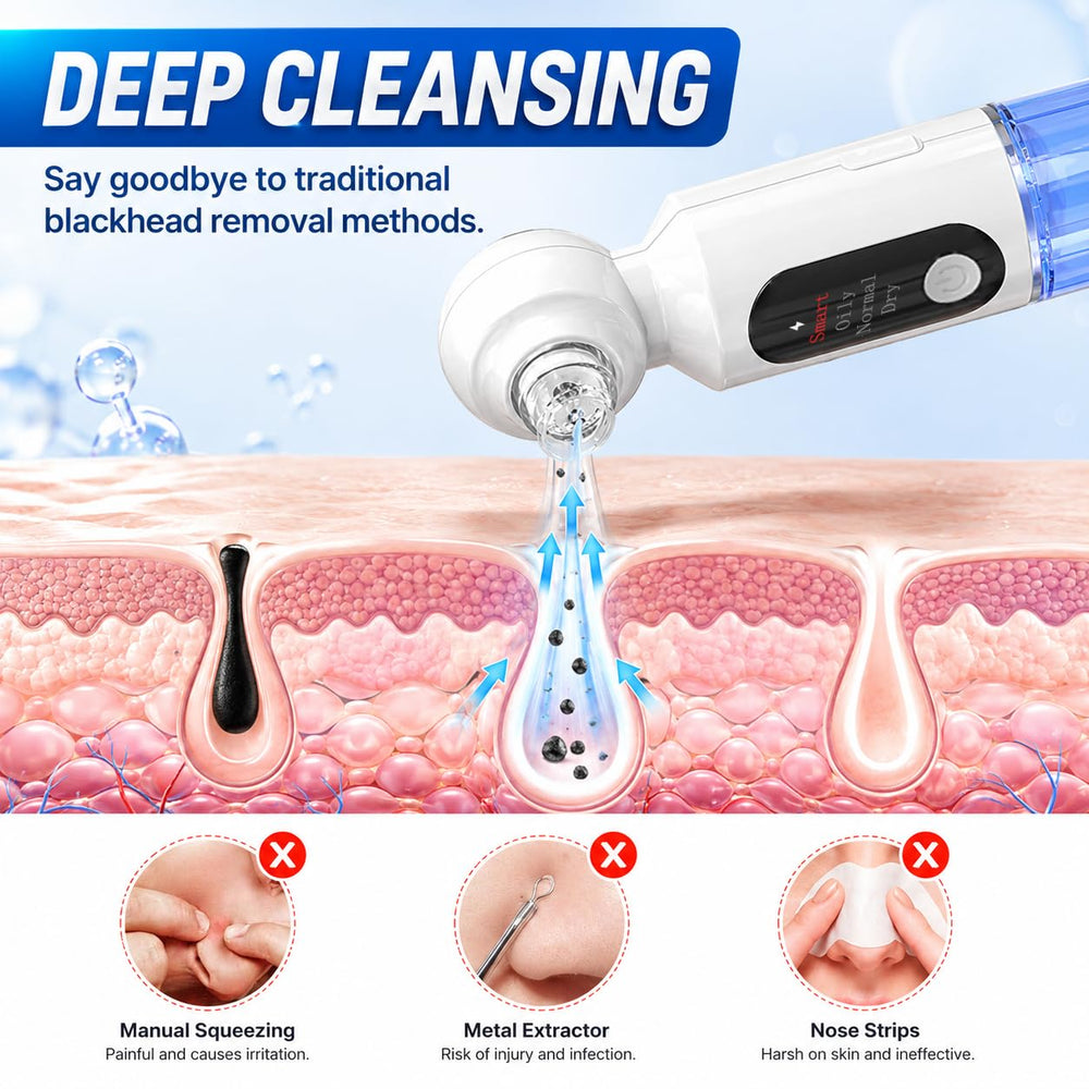 Bryzalor in use on nose area demonstrating targeted suction for blackhead removal