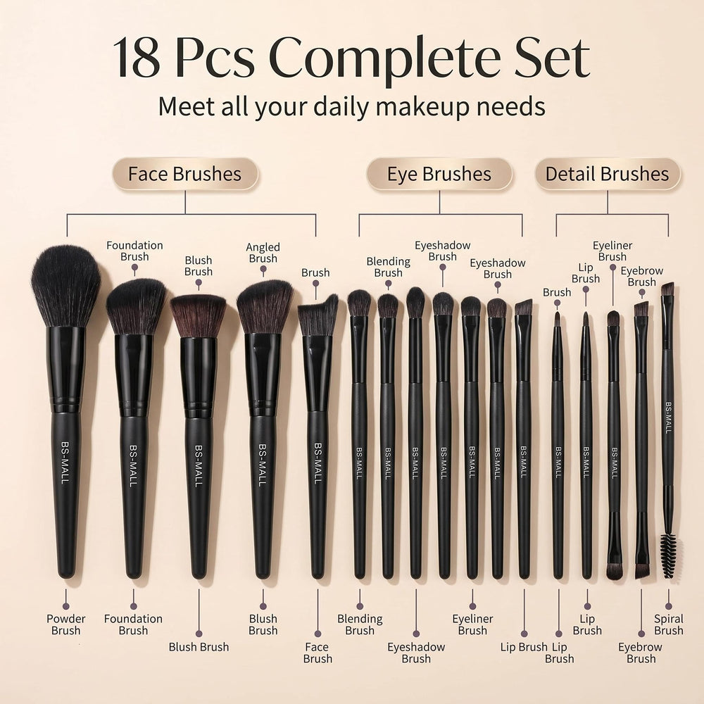 BS-MALL eye brushes arranged to show variety for blending and detail work