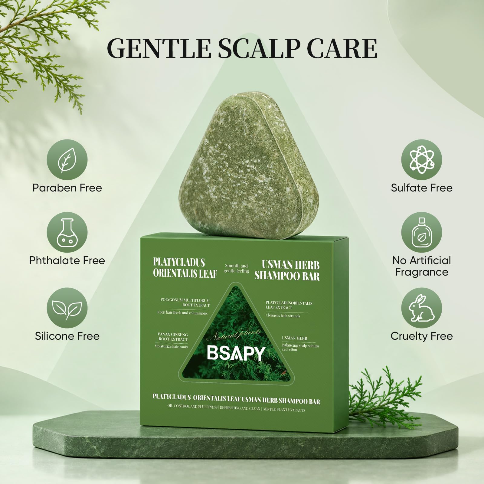 BSAPY shampoo bar in hand producing lather showing easy application benefit